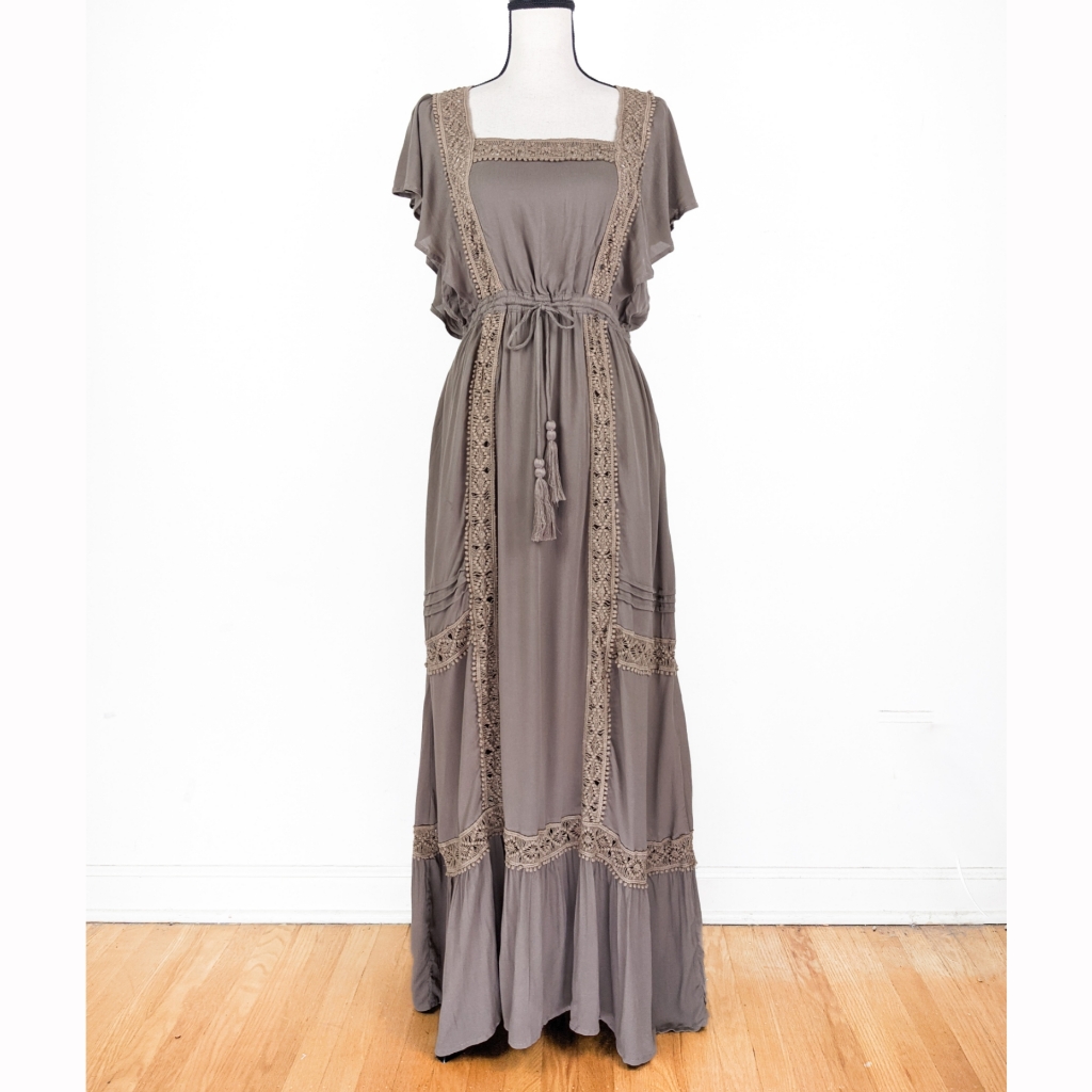 Last Nwt Tulle And Batiste Rosalie Maxi Dress, Desert Sand, Size Xs
